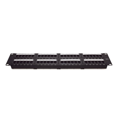 [65981] Panel de parcheo de impacto (110) UTP de 48 puertos Cat6, 19in, 2U, con barra para organizar cable