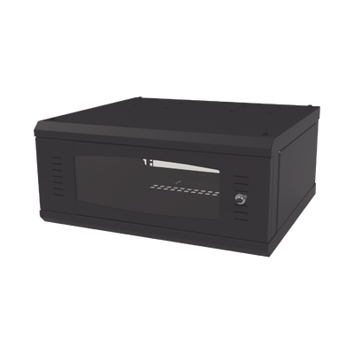 [183144] Gabinete de Montaje en Pared, Con Puerta de Cristal, Cuerpo Fijo con Rack, de 19in, 4UR, Color Negro