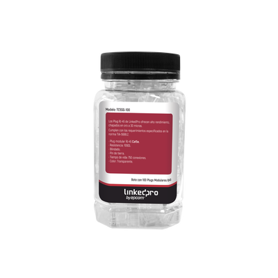 Bote con 100 Piezas de Plug Modular RJ45 Cat5e blindado, chapado de oro a 30 micras para durabilidad extrema CON PIN DE TIERRA