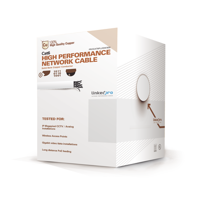 [88909] Bobina de cable de 152 Metros Cat6+ CALIBRE 23 ALTO DESEMPEÑO, super flexible, UL, color Blanco, para aplicaciones de video vigilancia y redes de datos