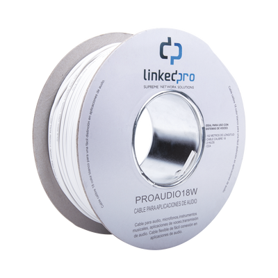 [72002] Bobina de 152 mts para Salidas de Audio como Bocinas / Calibre 18 en 2 Hilos / Color Blanco / Tipo CCA