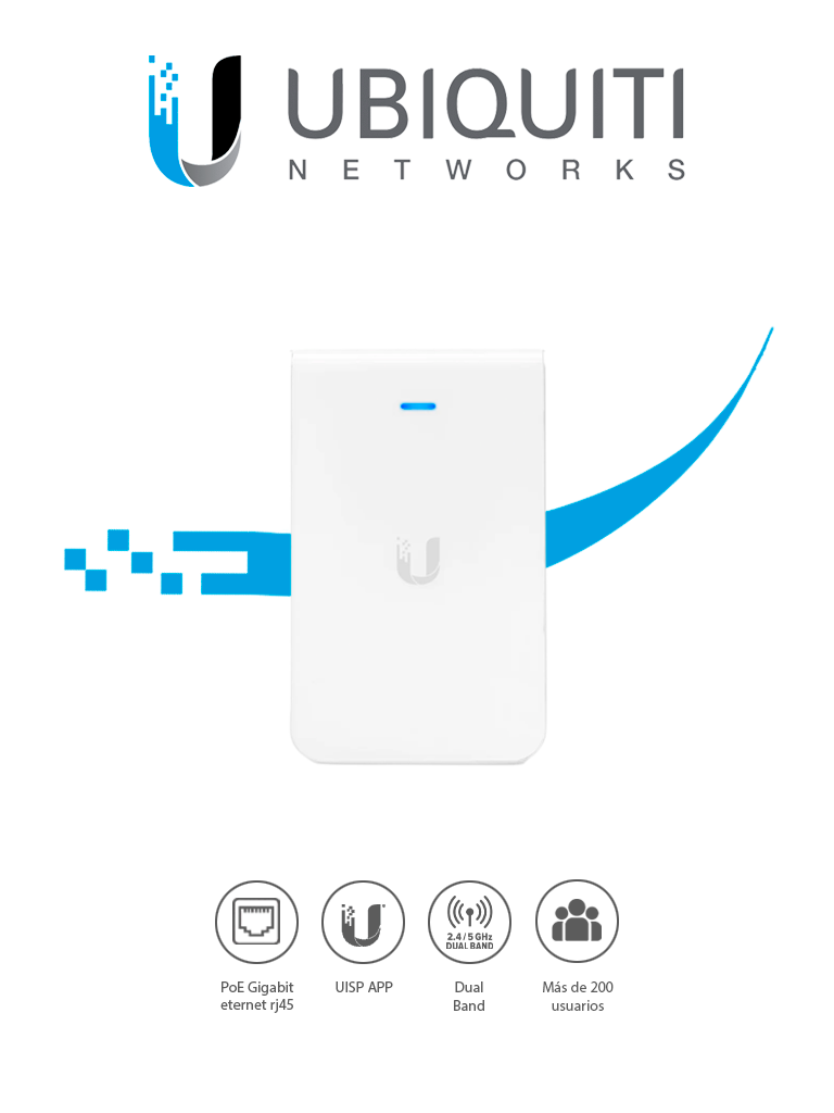 UBIQUITI UAP-IW-HD- ACCESS POINT INALAMBRICO DE DOBLE BANDA UNIFI AC PARA PARED/ INTERIOR/ MU-MIMO 4X4/ 5 PUERTOS GIGABIT/ POE/ HASTA 2033MBPS 