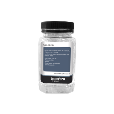 Bote con 100 Plugs Pass through RJ45 Cat6 BLINDADO chapado de oro a 30 micras para durabilidad extrema