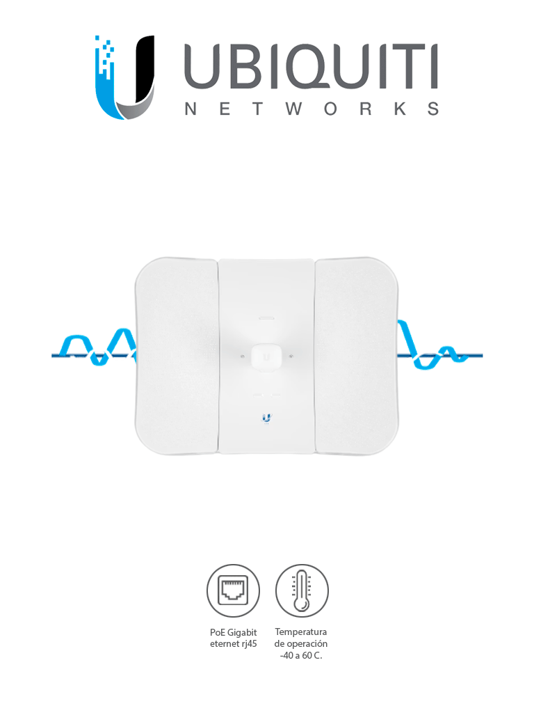 UBIQUITI LTU-LR - Cliente PtMP LTU-LR 5GHz Ideal para Sistemas CCTV / Exterior / 22 dBm / Antena integrada de 26 dBi