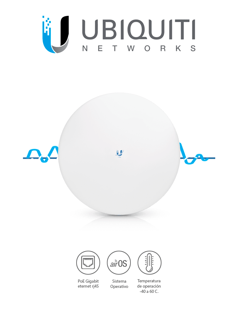 UBIQUITI LTU-PRO Cliente PtMP LTU Pro, 5 GHz (4.8 - 6-2 GHz) con antena integrada de 24dBi, compatible con LTU-ROCKET