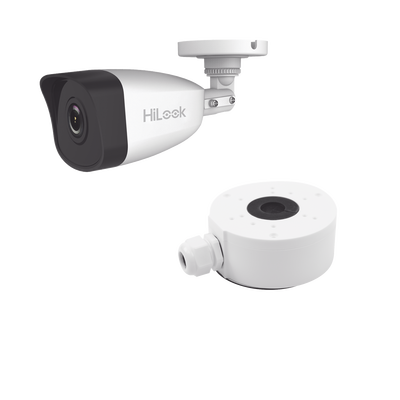 [205758] KIT DE CÁMARA + MONTAJE / Bala IP 4 Megapixel / 30 mts IR / Exterior IP67 / PoE / WDR 120 dB / Lente 2.8 mm / H.265+ 