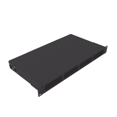 [196654] Distribuidor de fibra óptica vacio 19in, Acepta 4 placas Acopladoras de Linkedpro, hasta 48 fibras, 1UR, Incluye charola de empalme