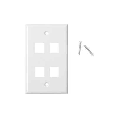 [67817] Placa de pared de 4 puertos, Keystone, Color Blanco 