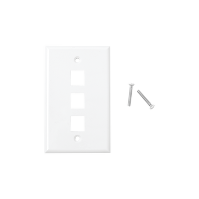 [67816] Placa de pared de 3 puertos, Keystone, Color Blanco 