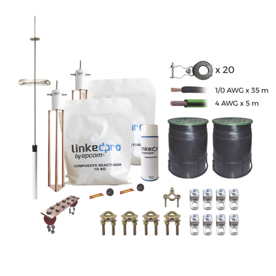 Kit Pararrayo  LINKEDPRO con Accesorios de Instalación en Torre