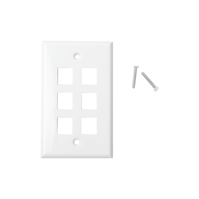 [89530] Placa de pared de 6 puertos, Keystone, Color Blanco 