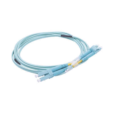 Jumper de Fibra Óptica Multimodo OM3 50/125 LC-LC OFNR (Riser), 2.0 mm, Dúplex, Aqua, 2 metros