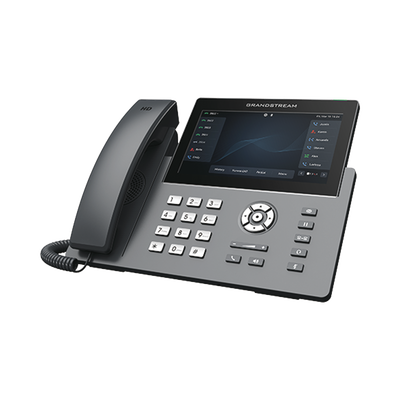 Teléfono IP Wi-Fi, Grado Operador, 12 líneas SIP con 6 cuentas, pantalla táctil  7", puertos Gigabit, Bluetooth, PoE, codec Opus, IPV4/IPV6 con gestión en la nube GDMS