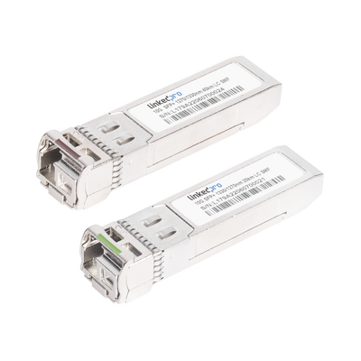 Transceptores Bidireccionales SFP+ (Mini-Gbic) / Monomodo / 10 Gbps de velocidad / Conector LC / Hasta 40 km de Distancia / 2 Piezas