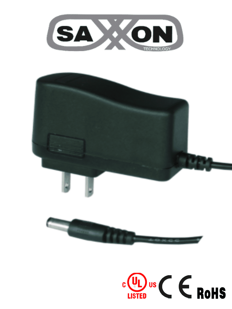 [TVN083022] SAXXON PSU12005E - Fuente de Poder Regulada de 12 Vcc  0.5 Amper/ Conector Macho/ Especial para Camaras de CCTV/ Consumo de 5W/