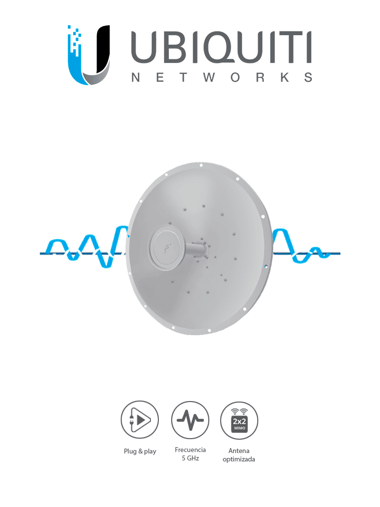 [27593] UBIQUITI ROCKETDISH RD-5G34 - Antena Direccional para Radio Conectorizado / 5.8GHz / Ganancia 34 dBi / MIMO 
