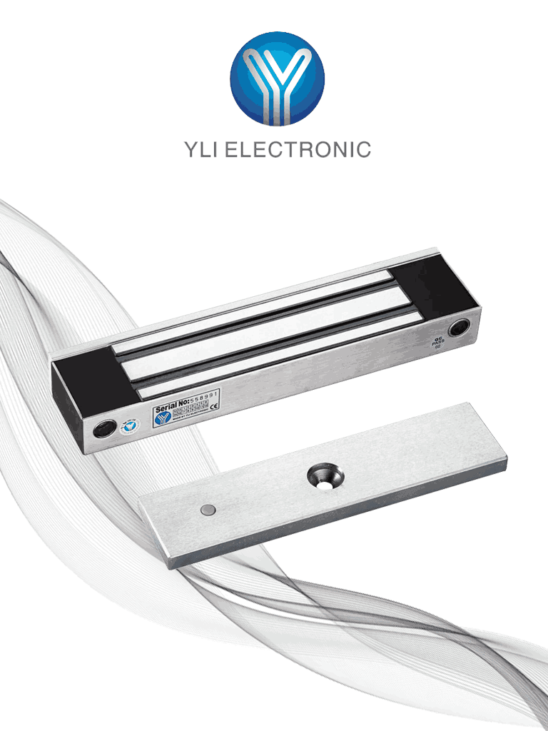 [76006] YLI YM350WS - Cerradura Magnética para Control de Acceso / Fuerza de Sujeción de 350 kg (800 lb) / Para puertas de madera, vidrio y metálicas / IP68 para uso exterior e interior