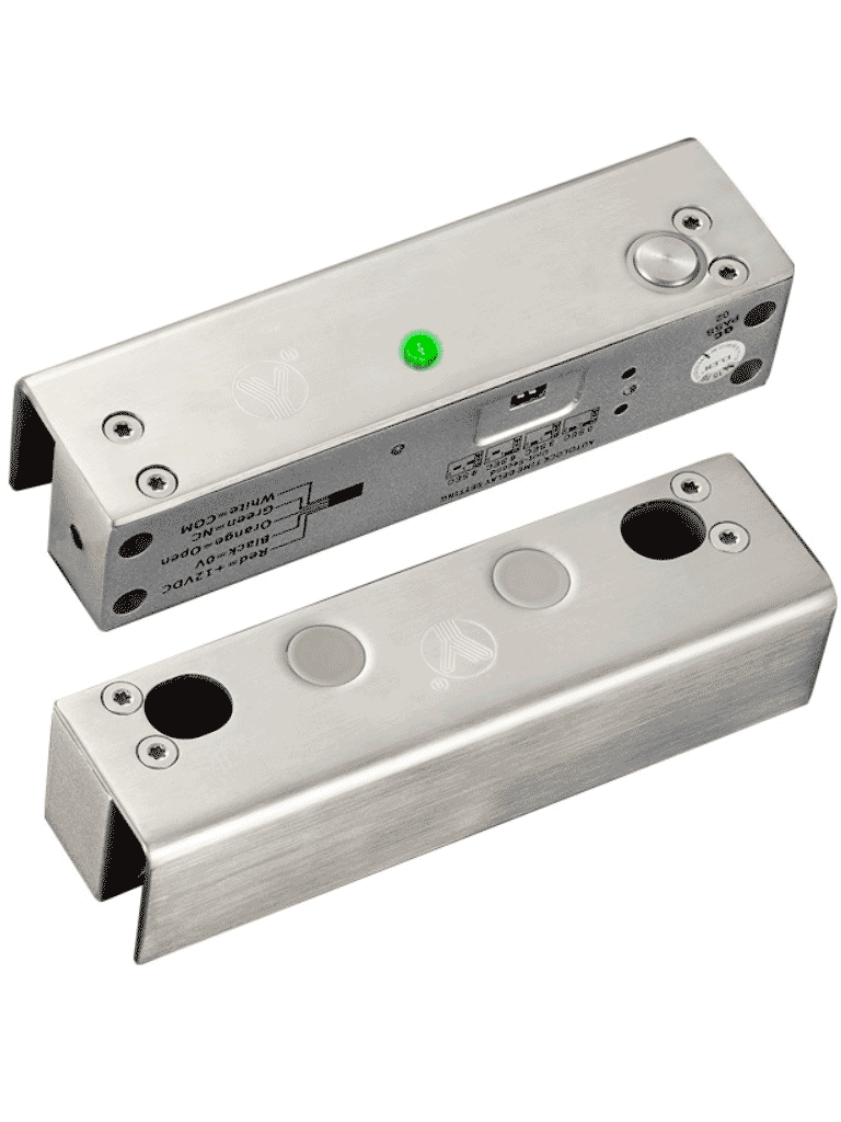 YLI YB500ULED - Cerradura Eléctrica de perno con led para Puerta de vidrio sin marco / 12 VDC / Retardo de Tiempo ajustable