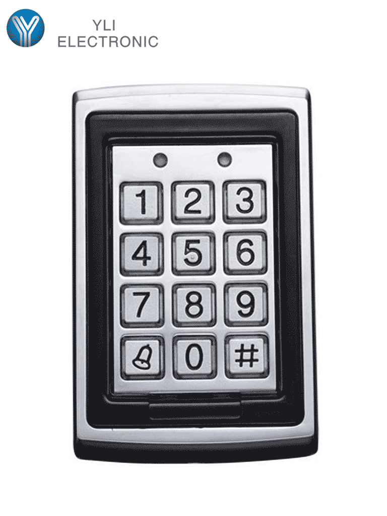 YLI YK568L - Teclado para Control de Acceso / Salidas  NC y NO / Exterior e Interior / 500 Usuarios password o tarjeta  ID 125 Khz