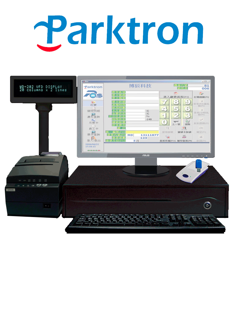 [PPS384002] PARKTRON CCST209 - Estación de cobro manual para chipcoin / Incluye software, lector con conexion USB, miniprinter, cajón para efectivo, NO INCLUYE PC