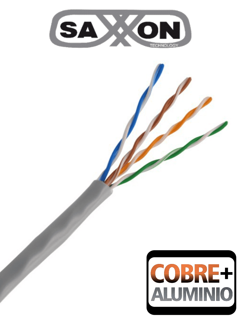 [TVD119018] SAXXON OUTP5ECCA305G - Bobina de Cable UTP Cat5e/ 305 Metros/ CCA/ Color Gris/ Uso Interior/ Cert ISO9001/ UL 444/ RoSH/ ANSI/ TIA/ EI-568B