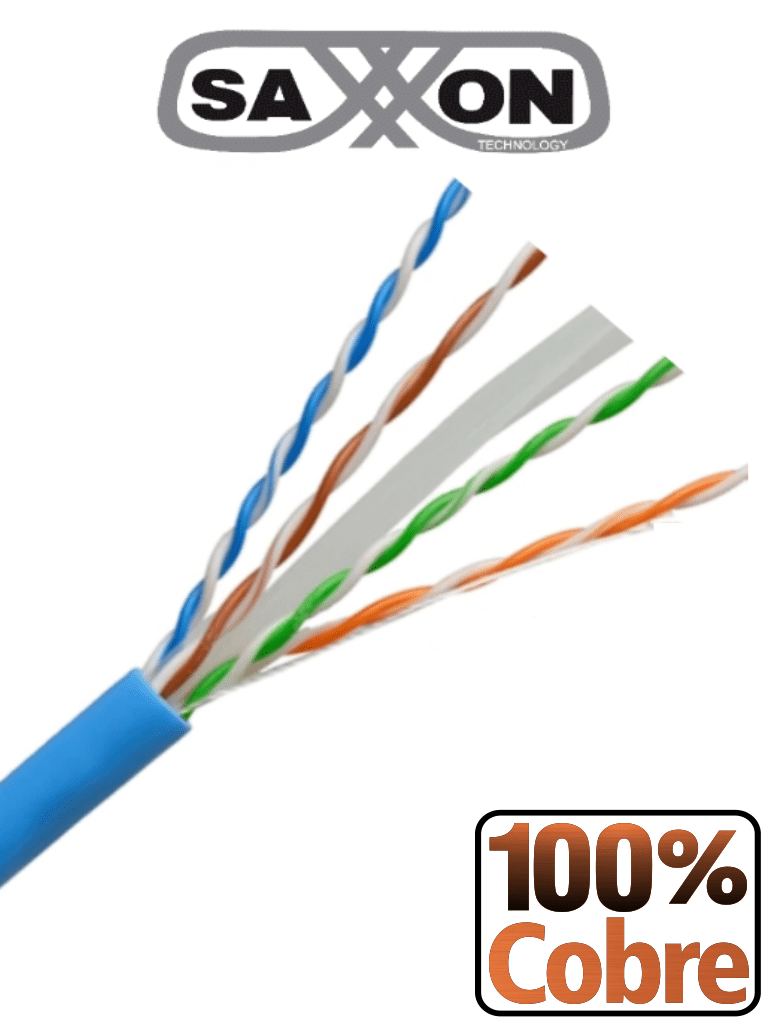 SAXXON OUTP6COP305B - Bobina de Cable UTP Cat6 100% Cobre/ 305 Metros/ Bobinado REELEX /Color Azul/ Uso Interior/ Soporta Pruebas de Rendimiento/ Cert ISO9001/ UL 444/ RoSH/ ANSI/ TIA/ EI/ Ideal para Cableado de Redes de Datos y Video/
