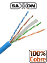 SAXXON OUTP6COP305B - Bobina de Cable UTP Cat6 100% Cobre/ 305 Metros/ Bobinado REELEX /Color Azul/ Uso Interior/ Soporta Pruebas de Rendimiento/ Cert ISO9001/ UL 444/ RoSH/ ANSI/ TIA/ EI/ Ideal para Cableado de Redes de Datos y Video/