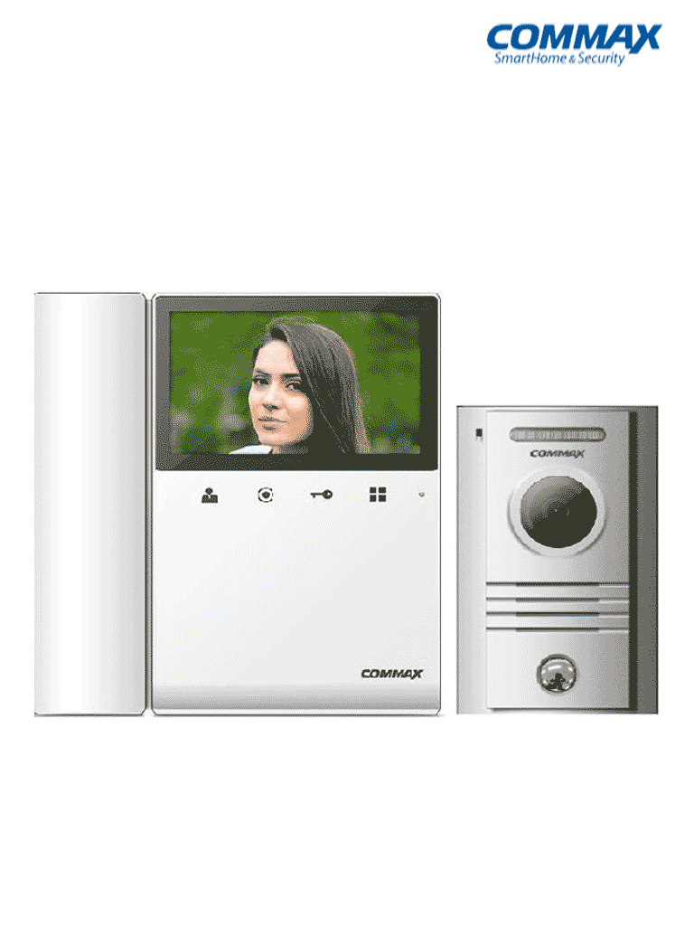 [cmx104076] COMMAX CDV43K2P- Paquete de videoportero incluye monitor CDV43K2 de 4.3 pulgadas con auricular para respuesta con audio y video desde frente de calle DRC40K, funcion de apertura de puerta, soporta segundo monitor y auricular DP4VHP