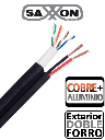 SAXXON OUTP5ECCAEXT2E - Bobina de Cable UTP Cat5e Siames/ 305 Metros/ Uso Exterior/ CCA/ UTP+Cables de Energía Cal. 18 AWG/ Doble Forro en Cable UTP/  Ideal para Cableado de Video/