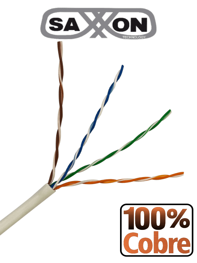 [TVD119096] SAXXON OUTP6COP305BC - Bobina de Cable UTP Cat6 100% Cobre/ 305 Metros/ Bobinado REELEX / Color Blanco/ Uso Interior/ 4 Pares/ Categoría 6/ Soporta Pruebas de Rendimiento/ UL444/ CERT ISO9001/ RoSH