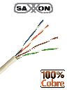 SAXXON OUTP5ECOP100BC - Bobina de Cable UTP Cat5e 100% Cobre/ 100 Metros/ Color Blanco/ Uso Interior/ 4 Pares/ Soporta Pruebas de Rendimiento/ Ideal para Cableado de Redes y Video/