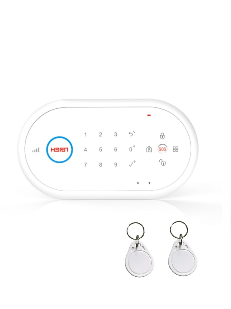 IHORN ND1 - Panel De Alarma Comunicación 2G. 32 Zonas Inalámbricas Incluye Fuente y 2 Llaveros RFID Para armar y desarmar (Verificar Tipo De Comunicación En Su Zona)