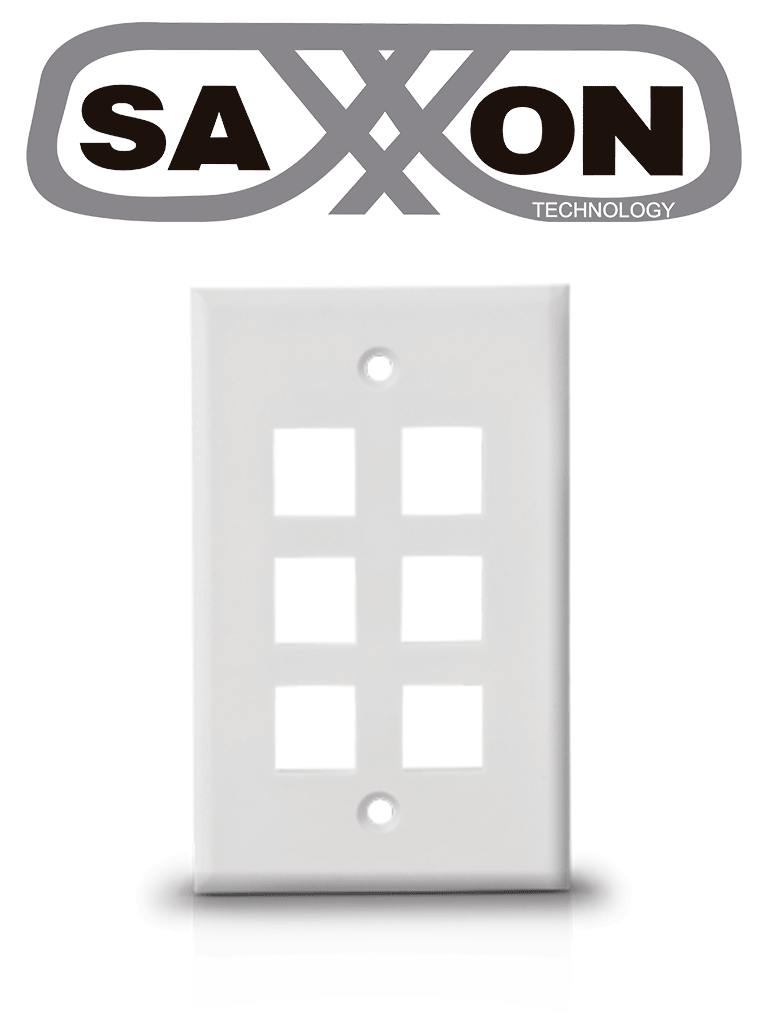 [TCE339082] SAXXON A1756A - Placa de pared / Vertical / 6 Puertos tipo keystone / Color blanco