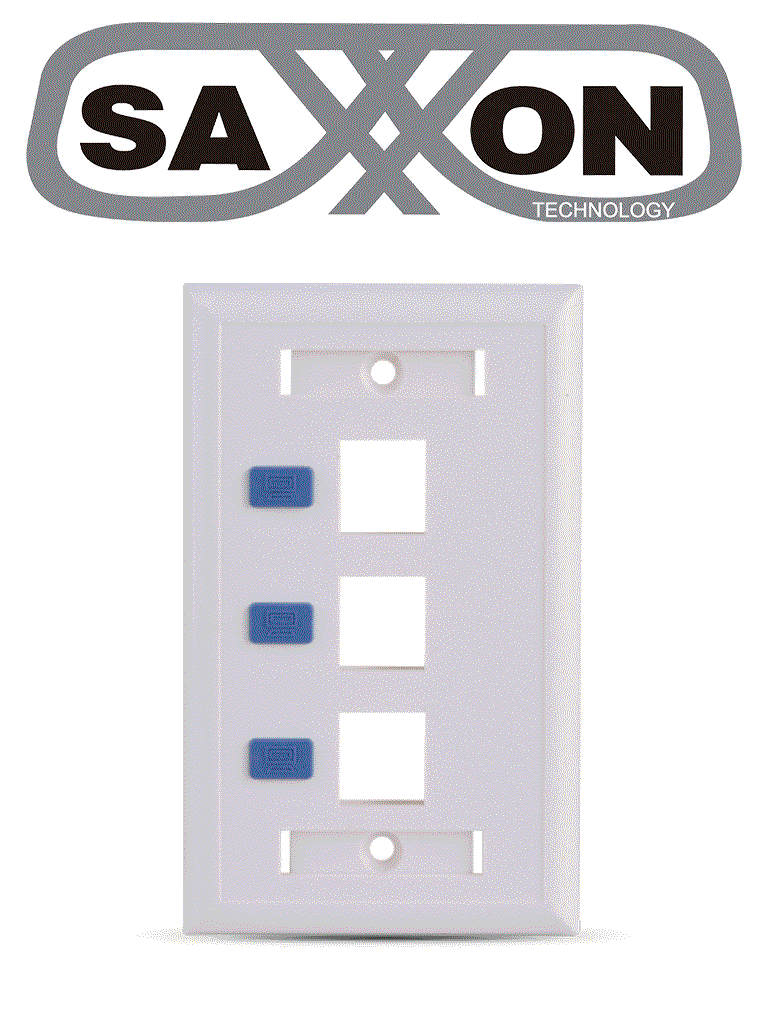 [TCE441024] SAXXON A1753E - Placa de pared / Vertical / 3 Puertos tipo keystone / Color blanco / Con etiquetas