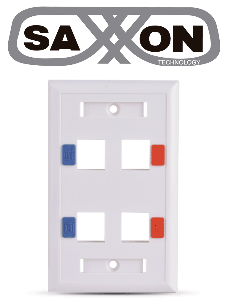 [TCE339085] SAXXON A1754E - Placa de pared / Vertical / 4 Puertos tipo keystone / Color blanco / Con etiquetas