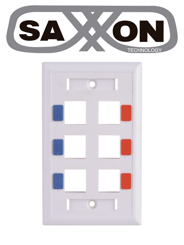 [TCE339086] SAXXON A1756E - Placa de pared / Vertical / 6 Puertos tipo keystone / Color blanco / Con etiquetas