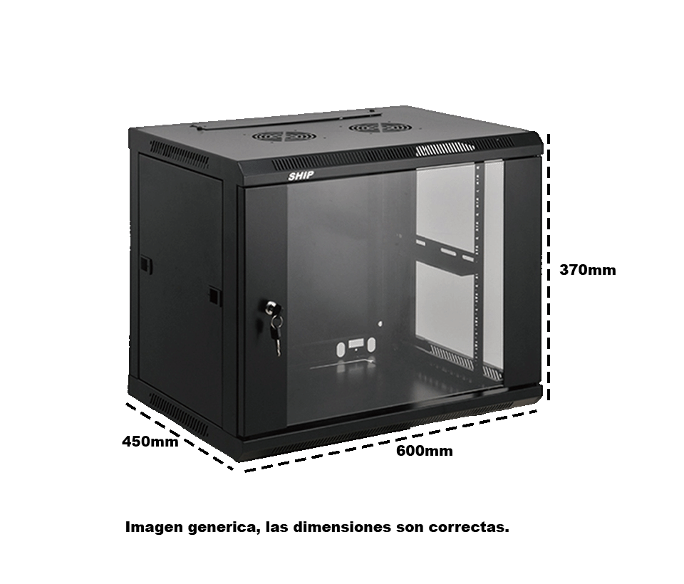 SAXXON SA640601 - Gabinete de pared / 6 UR / Fijo / Capacidad de carga de 60  Kg / Ancho 60.0 cm x profundidad 45.0 cm x alto 37.0 cm 