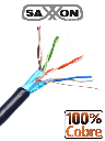SAXXON OFTPCAT5ECOPE150N - Bobina de Cable FTP Cat5e 100% Cobre/ 150 Metros/ Blindado/ Color Negro/ Uso Exterior/ Ideal para Cableado de Redes de Datos y Video/ Cert ISO9001/ UL / RoSH/