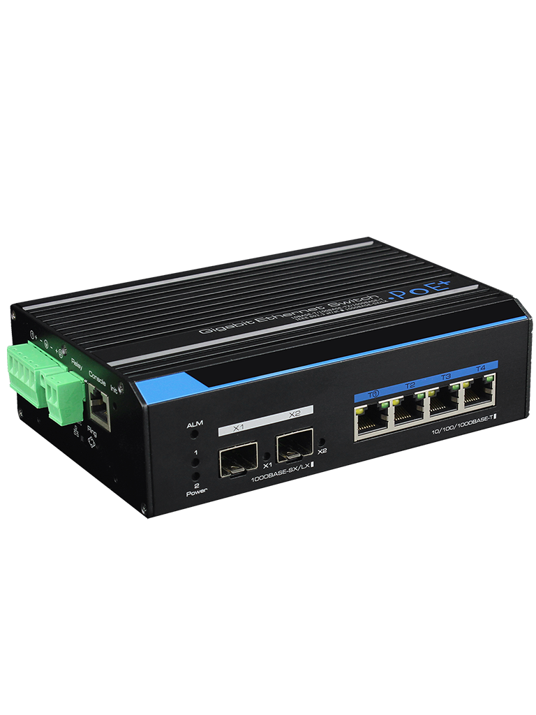 UTEPO UTP7304GEPOE - Switch industrial  Gigabit  PoE administrable / L2 / 4 Puertos  PoE  Gigabit / 2 Puertos SFP  Gigabit /  802.3af&AT / Fast RING /  PoE 150  Watts / 