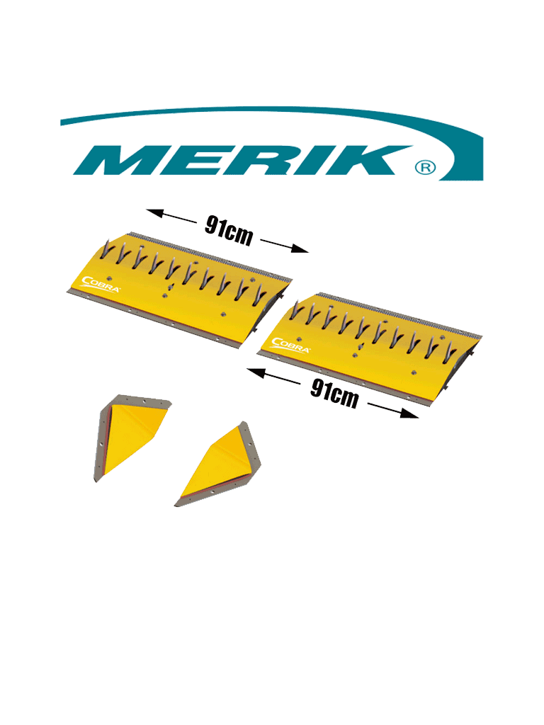 MERIK 12300PY6P - Paquete de picos poncha llantas LIFTMASTER / Montaje superficial / 2 Tramos de 91cm cada uno / Color amarillo / Incluye par de biseles laterales 