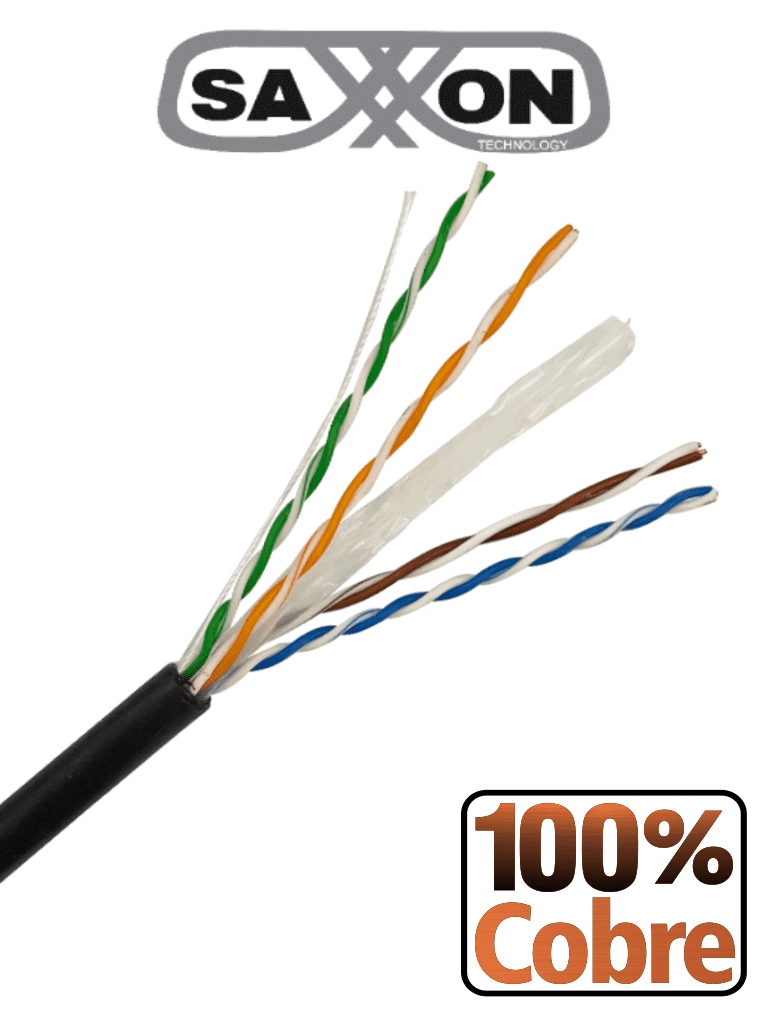 [TVD119173] SAXXON OUTP6COP150NE - Bobina de Cable UTP Cat6 100% Cobre/ 150 Metros/ Uso Exterior/ Cubierta LDPE/ 4 Pares/ Soporta Pruebas de Rendimiento/ Cumple con Estandares ISO / IEC 11801 Ed2; EIA / TIA568B/ UL/  Ideal para Cableado de Redes y Video/