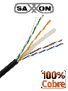 SAXXON OUTP6COP150NE - Bobina de Cable UTP Cat6 100% Cobre/ 150 Metros/ Uso Exterior/ Cubierta LDPE/ 4 Pares/ Soporta Pruebas de Rendimiento/ Cumple con Estandares ISO / IEC 11801 Ed2; EIA / TIA568B/ UL/  Ideal para Cableado de Redes y Video/