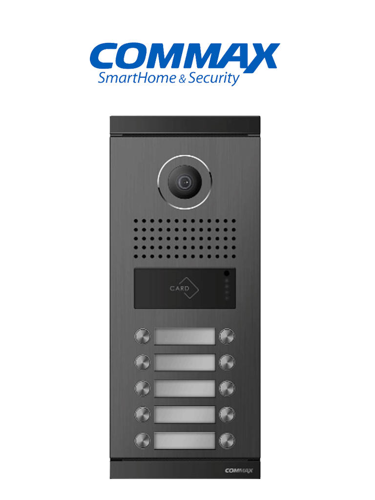 COMMAX DRC10MLRF1 - Frente de calle para 10 apartamentos compatible con monitores  Commax, conexión directa a 4 hilos al monitor sin distribuidores, salidas NO y NC para apertura de puerta con tarjeta mifare o desde monitor