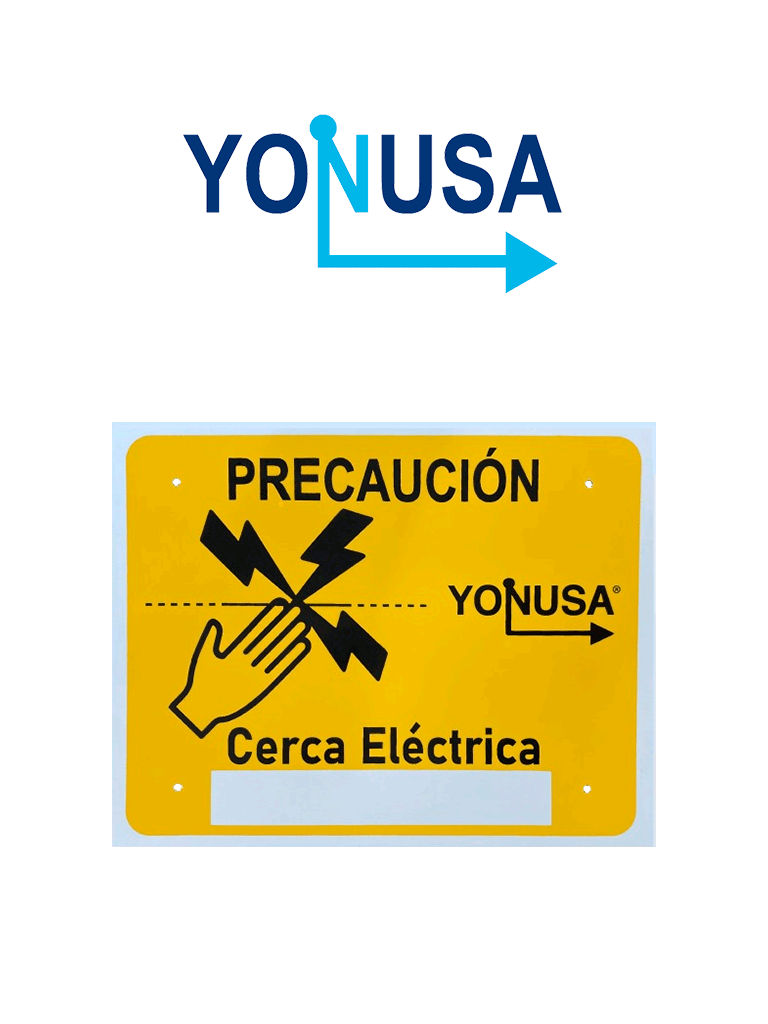 YONUSA LPVOLTAS - Letrero o anuncio genérico preventivo de alta tensión para colocación en cercos eléctricos entre cada 6 a 8 metros/ Espacio para publicidad teléfono, logo o correo de empresa #BFLASH