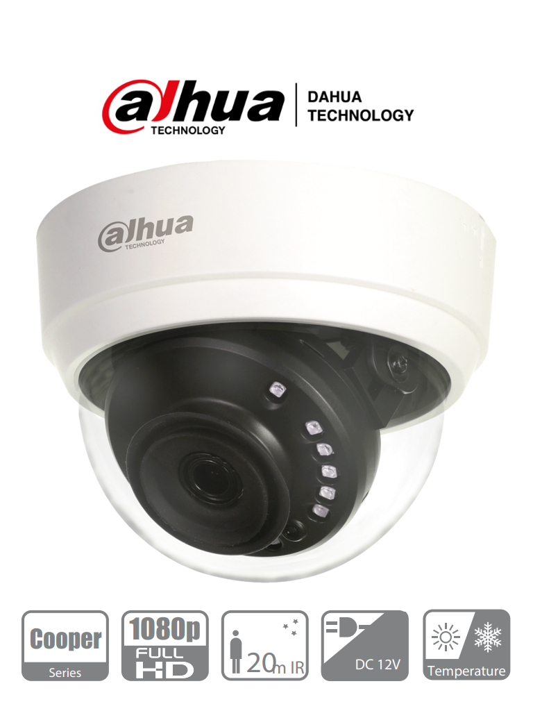 [DAH3970026] DAHUA HAC-D1A21N-0280B - Cámara Domo HDCVI 1080p/ 103 Grados de Apertura/  Lente de 2.8 mm/ IR 20 Mts/ Uso Interior/ TVI AHD Y CVBS/ #VolDH