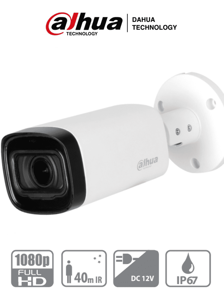 [DAH3950025] DAHUA HAC-B4A21-VF - Camara Bullet Varifocal de 2 Megapixeles/ Lente de 2.7 a 12mm/ Angulo Ajustable de 102 a 32 Grados/  IR de 40 Mts/ DWDR/ IP67/ Menu OSD/ Soporta: HDCVI/AHD/TVI y CBVS/