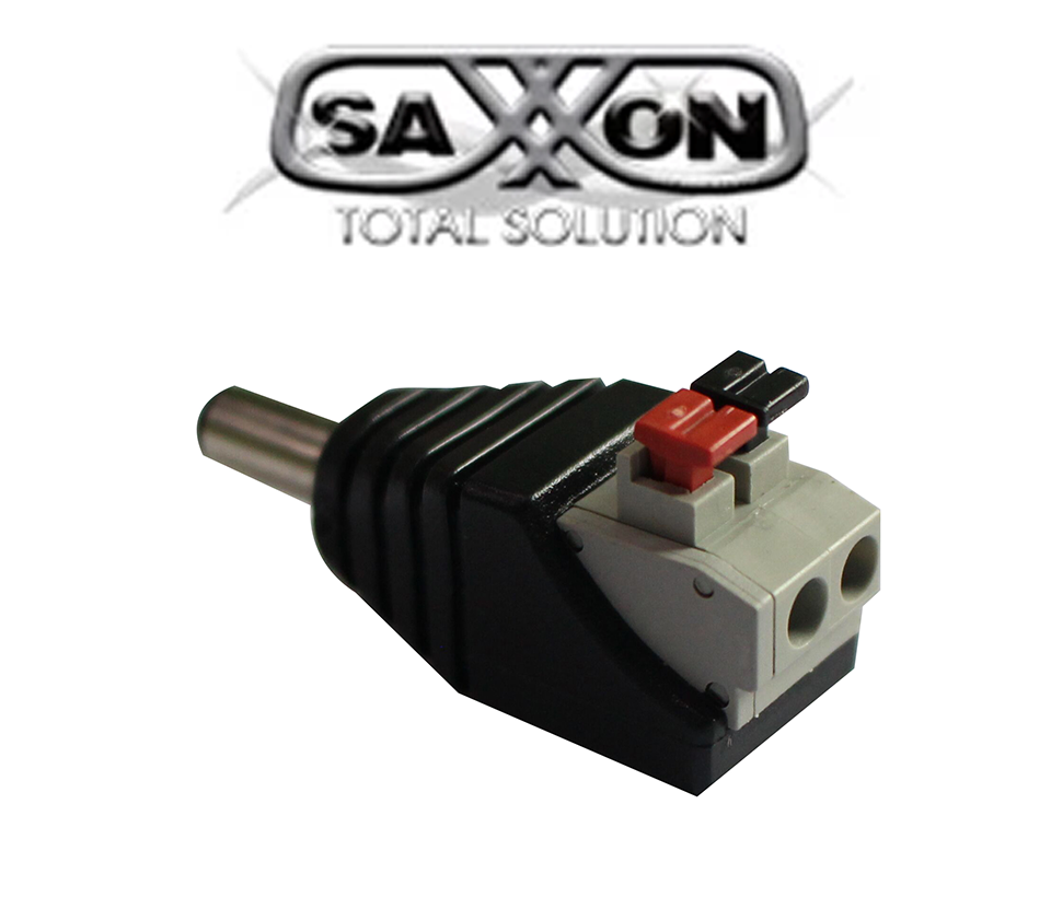 [TVN0810016] SAXXON PSUBR16H - Bolsa de 10 Adaptadores Macho tipo Jack Polarizado de 12 Vcc/ Terminales de Presion/ Facil Instalación/