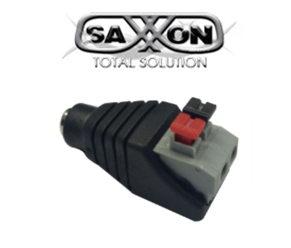 SAXXON PSUBR17H - Bolsa de 10 Adaptadores Hembra Tipo Jack Polarizado de 12 Vcc/ Terminales de Presion/ Facil Instalación/