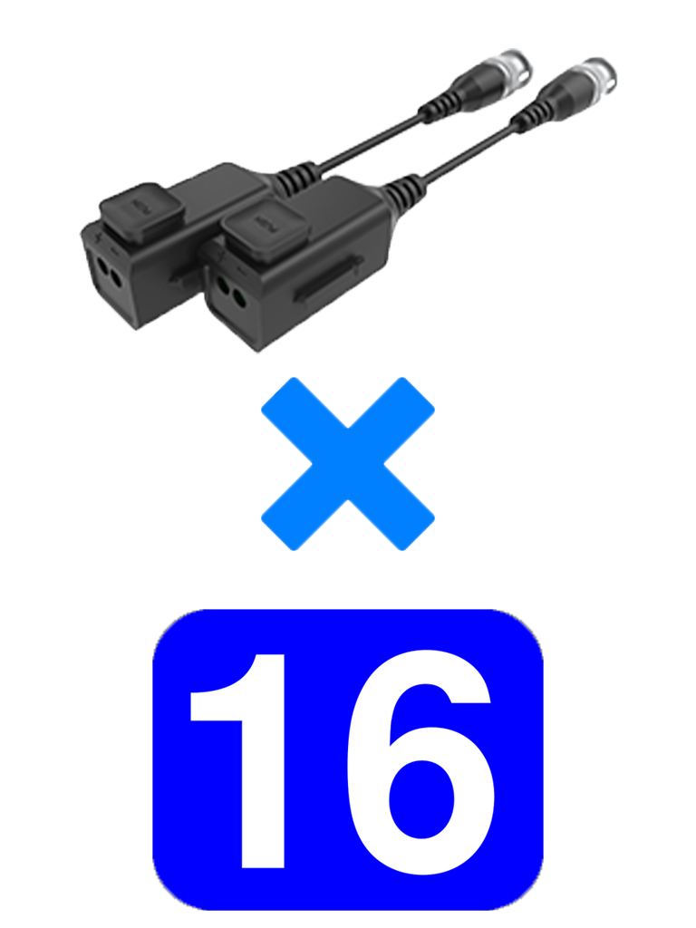 UTEPO UTP101PHD6PAK16 - 16 Pares de transceptores pasivos  HD / Diseño para empalmes ordenados / Distancias CVI  720p a 300M /  1080p A 250M / 4 MP A 200M / 4K A 150M