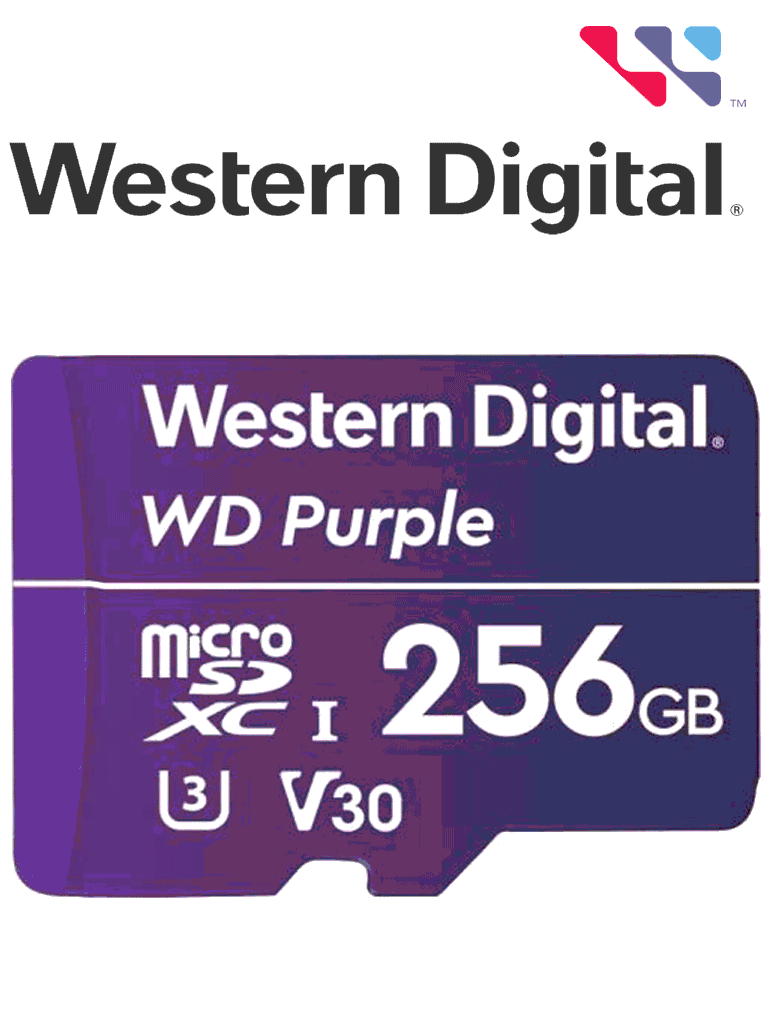 [WDC1510001] WESTERN DIGITAL WDD256G1P0C MicroSD 256GB / MICRO SDXC PURPLE SC QD101 VIDEOVIGILANCIA 24/7 CLASE 10 U1 LECT 50MB/S ESC 40MB/S